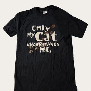 Unisex Only My Cat Understands Me Black T-Shirt
